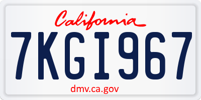 CA license plate 7KGI967