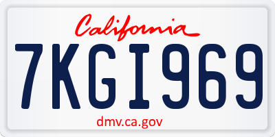 CA license plate 7KGI969