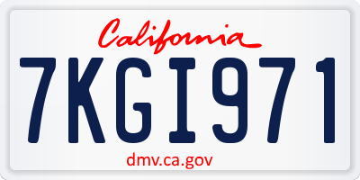 CA license plate 7KGI971