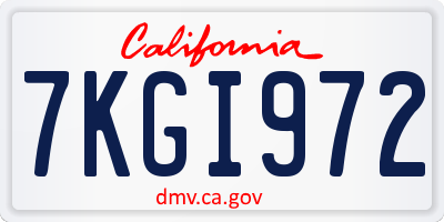CA license plate 7KGI972