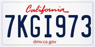CA license plate 7KGI973