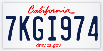 CA license plate 7KGI974