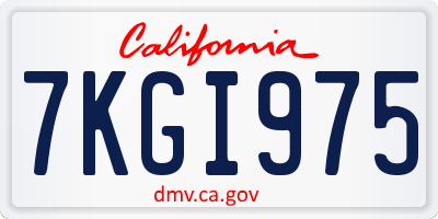 CA license plate 7KGI975