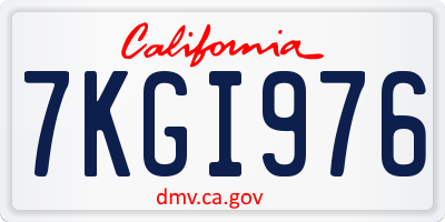 CA license plate 7KGI976