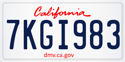 CA license plate 7KGI983