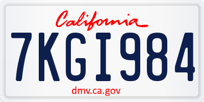 CA license plate 7KGI984