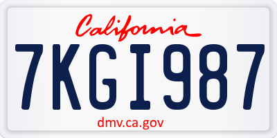 CA license plate 7KGI987
