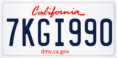 CA license plate 7KGI990