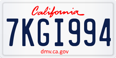 CA license plate 7KGI994