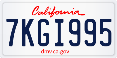 CA license plate 7KGI995