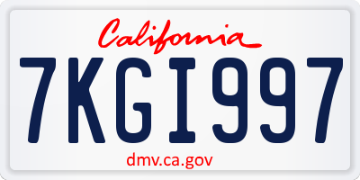 CA license plate 7KGI997