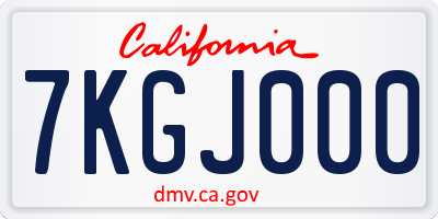 CA license plate 7KGJ000