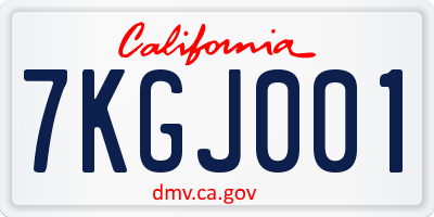 CA license plate 7KGJ001