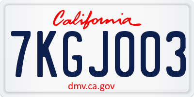 CA license plate 7KGJ003