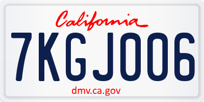 CA license plate 7KGJ006