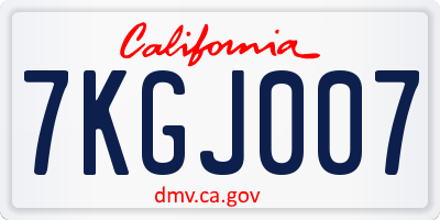 CA license plate 7KGJ007