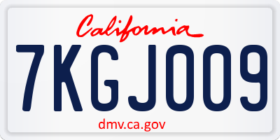 CA license plate 7KGJ009