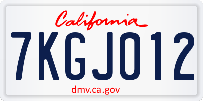 CA license plate 7KGJ012