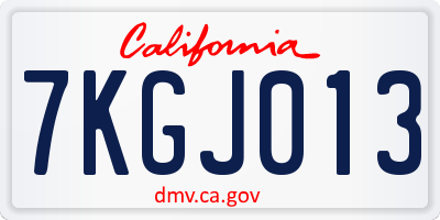 CA license plate 7KGJ013