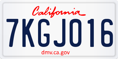 CA license plate 7KGJ016