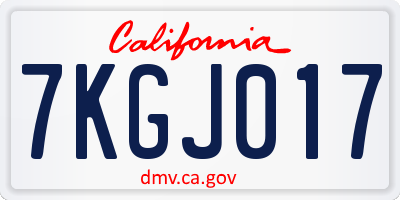CA license plate 7KGJ017