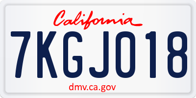 CA license plate 7KGJ018
