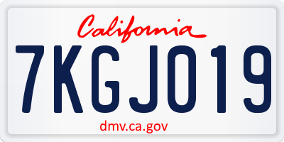 CA license plate 7KGJ019