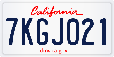 CA license plate 7KGJ021