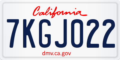 CA license plate 7KGJ022