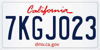 CA license plate 7KGJ023