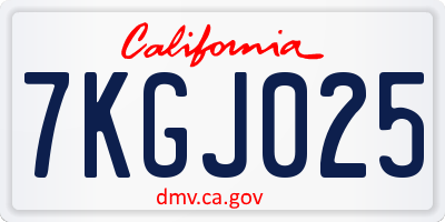 CA license plate 7KGJ025