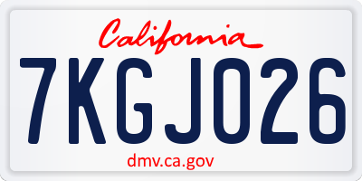 CA license plate 7KGJ026