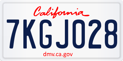 CA license plate 7KGJ028