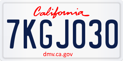 CA license plate 7KGJ030