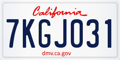 CA license plate 7KGJ031