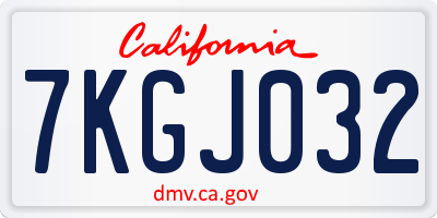 CA license plate 7KGJ032
