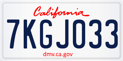 CA license plate 7KGJ033
