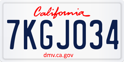 CA license plate 7KGJ034