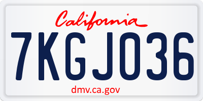 CA license plate 7KGJ036