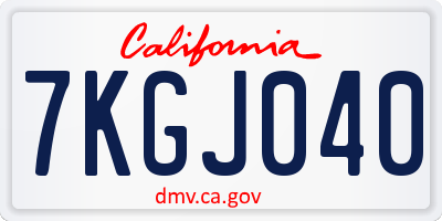 CA license plate 7KGJ040