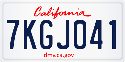 CA license plate 7KGJ041
