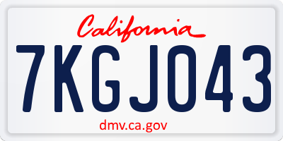 CA license plate 7KGJ043