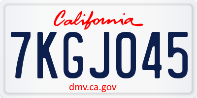 CA license plate 7KGJ045