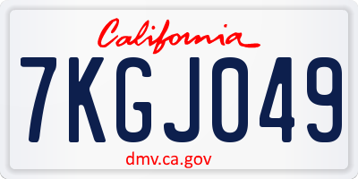 CA license plate 7KGJ049