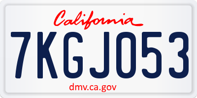 CA license plate 7KGJ053