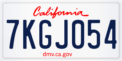CA license plate 7KGJ054