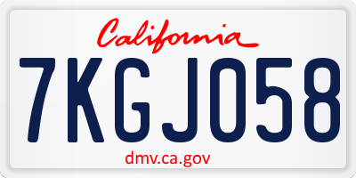 CA license plate 7KGJ058