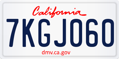 CA license plate 7KGJ060