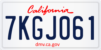 CA license plate 7KGJ061
