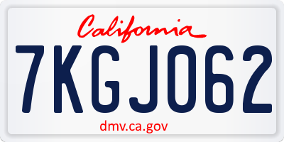 CA license plate 7KGJ062